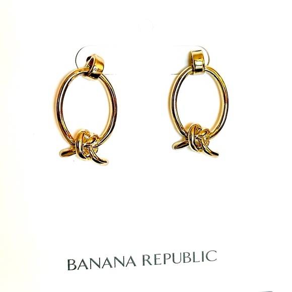BANANA REPUBLIC Chic Gold Oval Knot Earrings | NWT - Picture 2 of 4